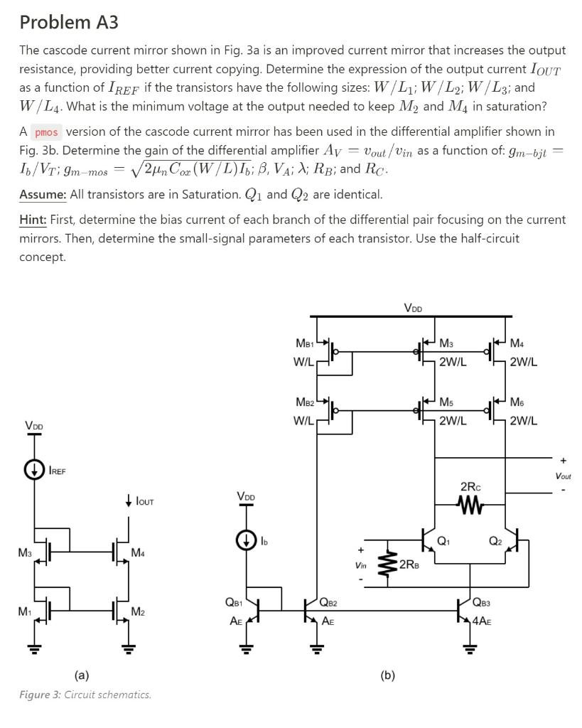Problem A3 The cascode current mirror shown in Fig. | Chegg.com