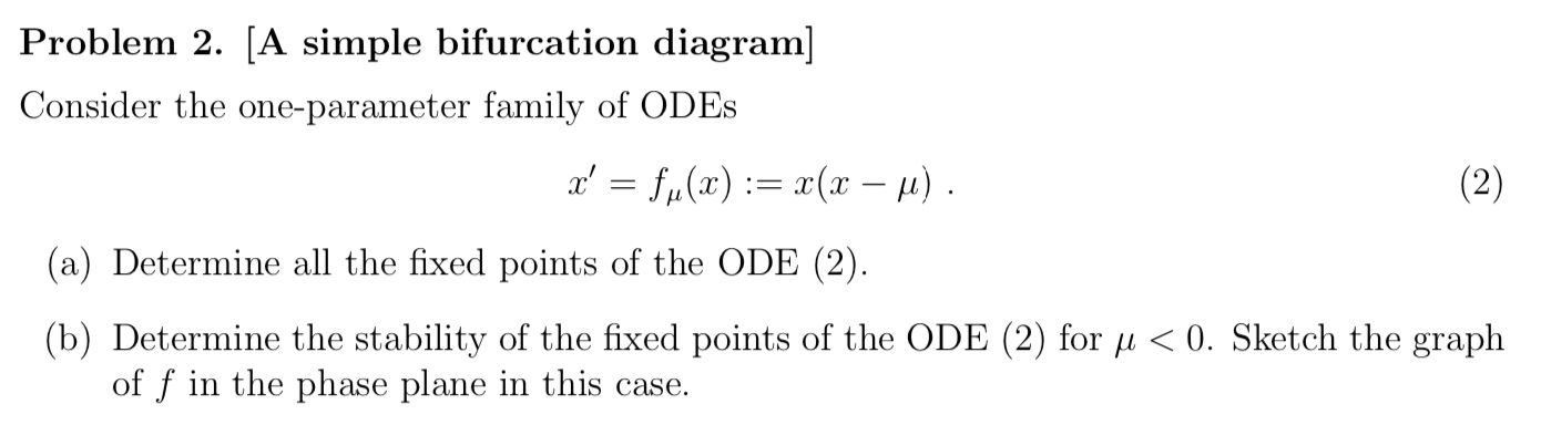 Bifurcation Diagram Differential Equations