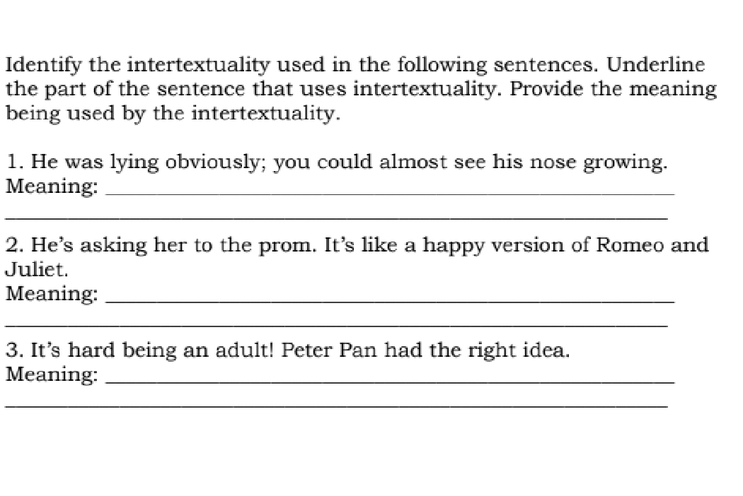 Identify the intertextuality used in the following