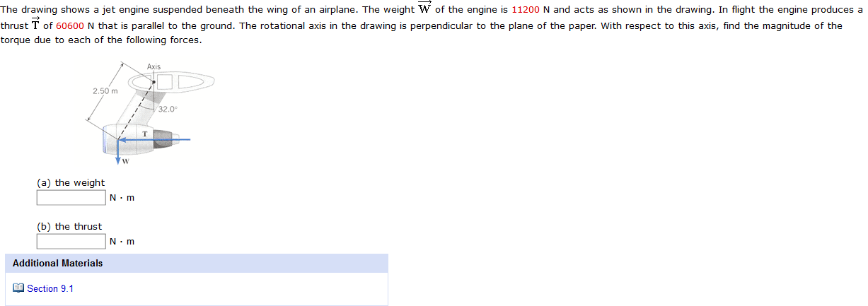 Solved The drawing shows a jet engine suspended beneath the | Chegg.com