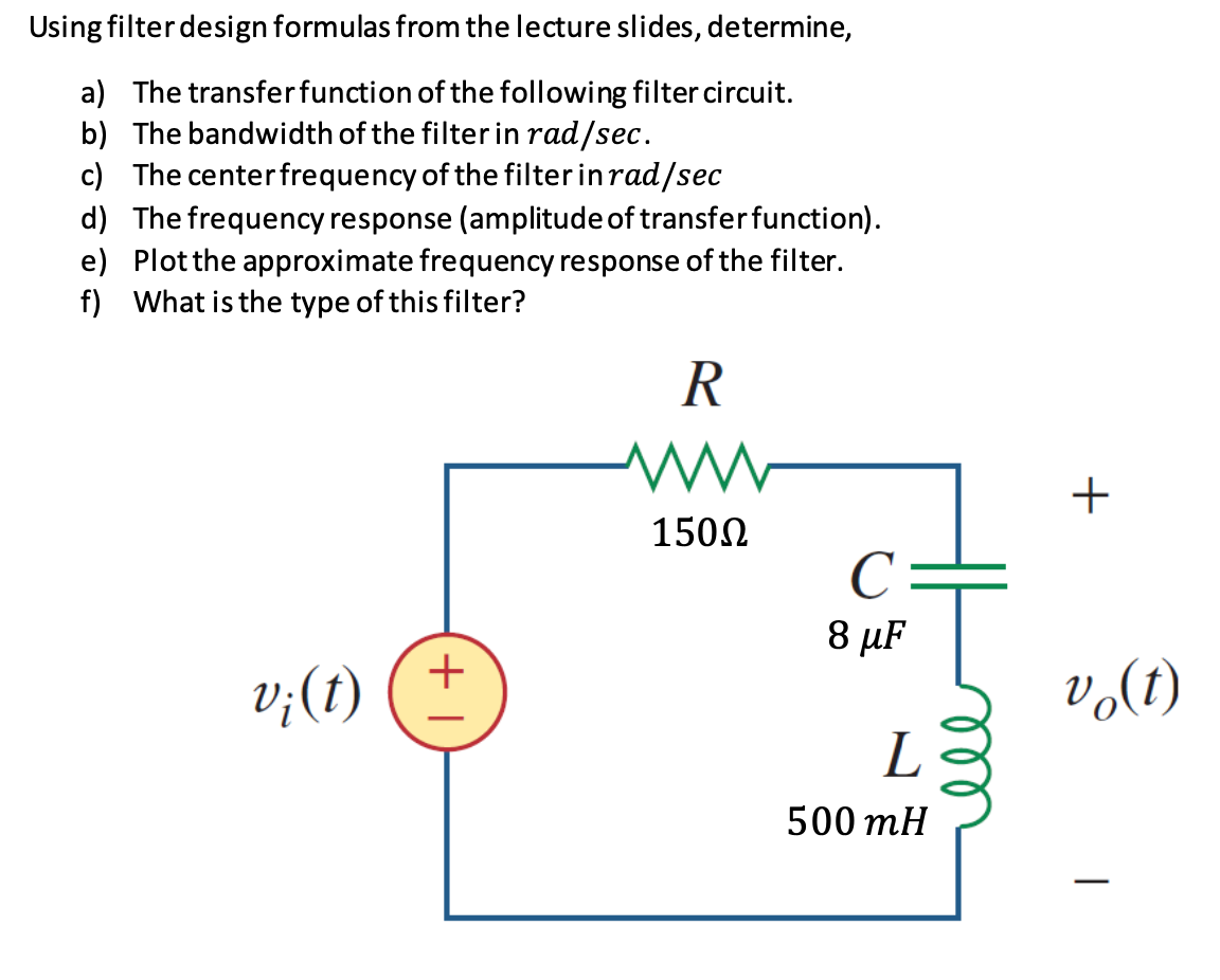 Solved Consider The Frequency Response Of A Filter As Shown | Chegg.com