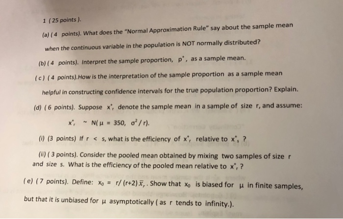Solved 1 (25 points). (a) (4 points). What does the "Normal | Chegg.com