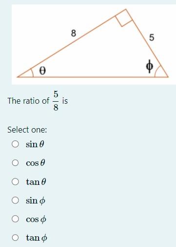 Solved The ratio of 85 is Select one: | Chegg.com