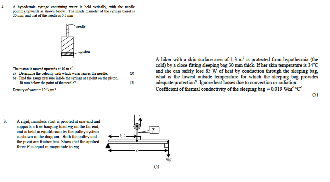 Solved 4. A hypodermic syringe containing water is held | Chegg.com