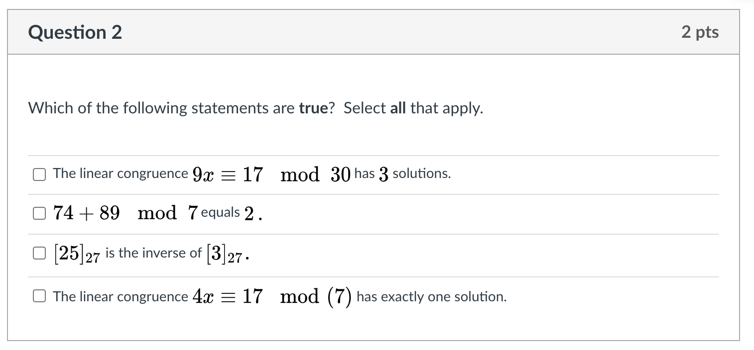 Solved Question 2 2 pts Which of the following statements | Chegg.com