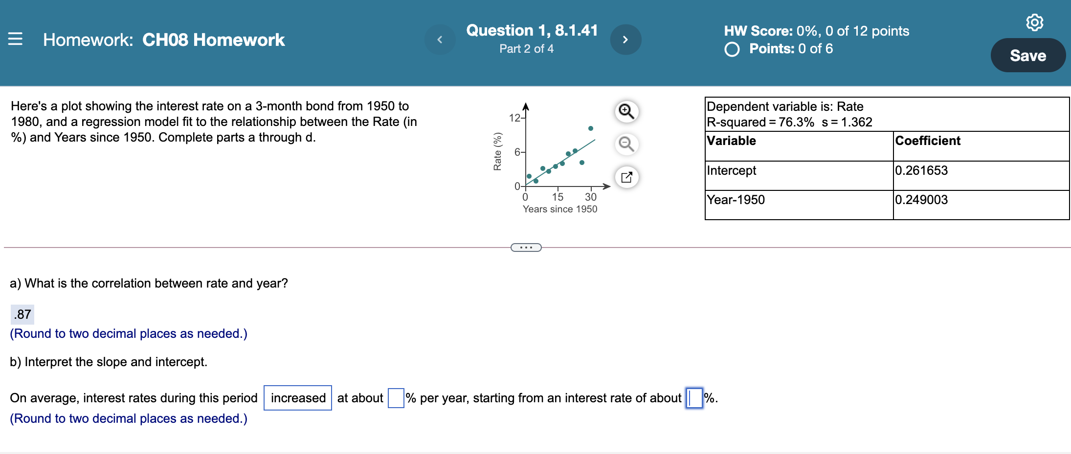 Solved = Homework: CH08 Homework Question 1, 8.1.41 Part 2 | Chegg.com