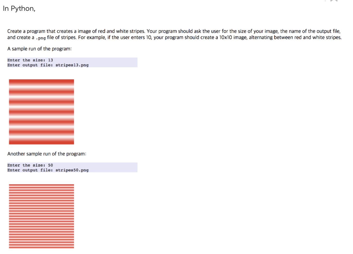 Solved In Python, Create a program that creates a image of | Chegg.com