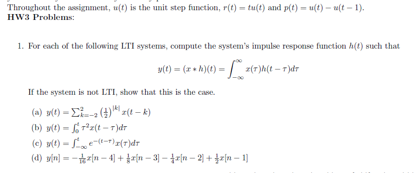 Solved Throughout the assignment, u(t) is the unit step | Chegg.com