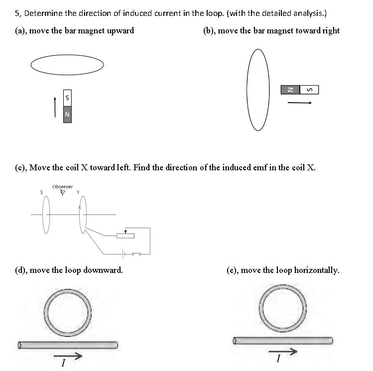 Solved 5, Determine the direction of induced current in the | Chegg.com