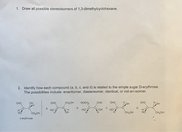 Solved 1. Draw All Possible Stereoisomers Of | Chegg.com