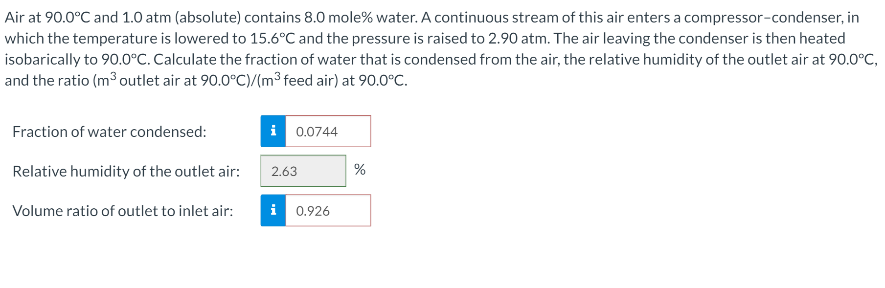 Solved Air at 90.0°C and 1.0 atm (absolute) contains 8.0