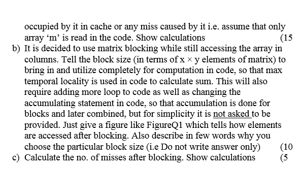 Solved M is an 8x8 square matrix containing integer elements | Chegg.com