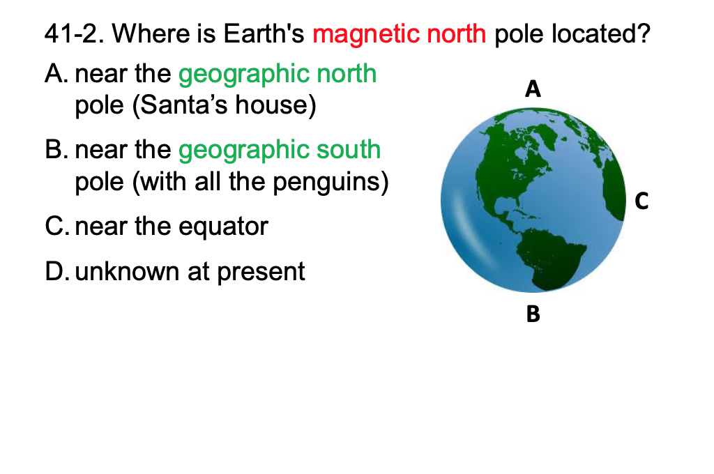 Solved 41-2. is magnetic north pole located? | Chegg.com
