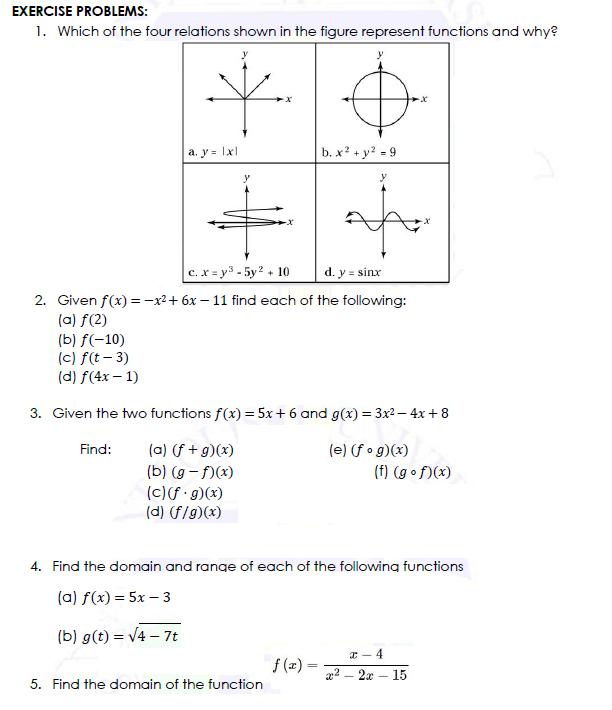 Solved EXERCISE PROBLEMS: 1. Which of the four relations | Chegg.com