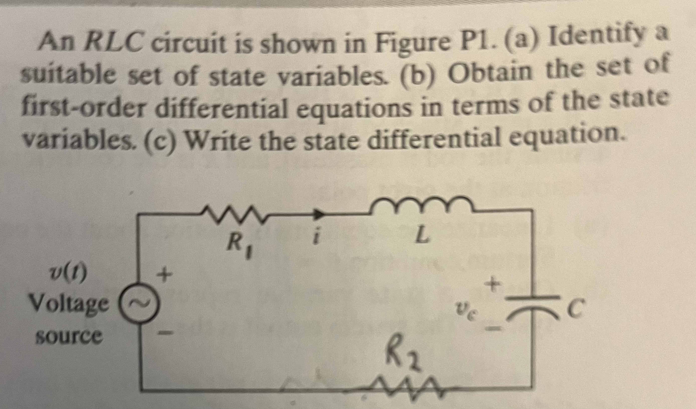 Solved An RLC circuit is shown in Figure P1. (a) Identify a | Chegg.com