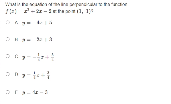 Solved What is the equation of the line perpendicular to the | Chegg.com