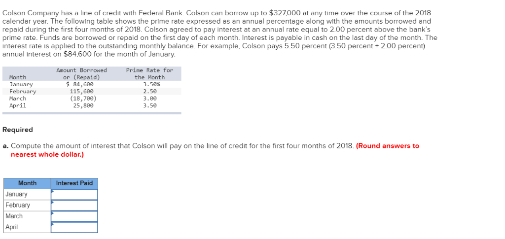 solved-colson-company-has-a-line-of-credit-with-federal-chegg