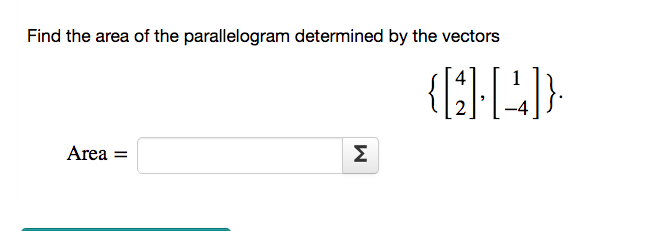 how to find area of parallelogram determined by vectors