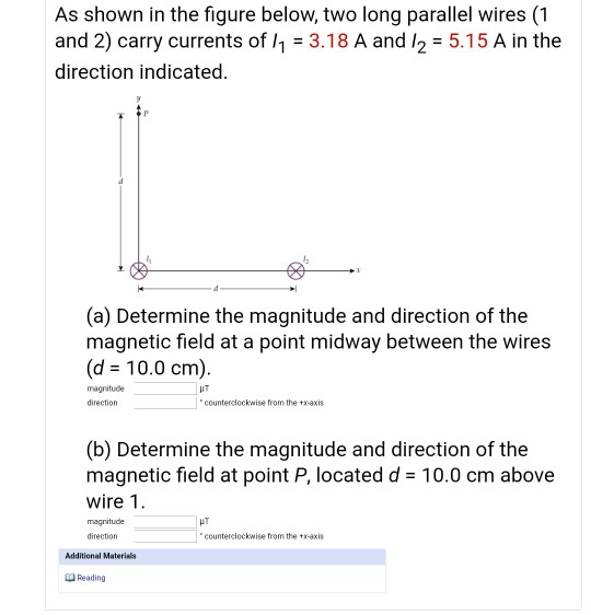 Solved As shown in the figure below, two long parallel wires | Chegg.com