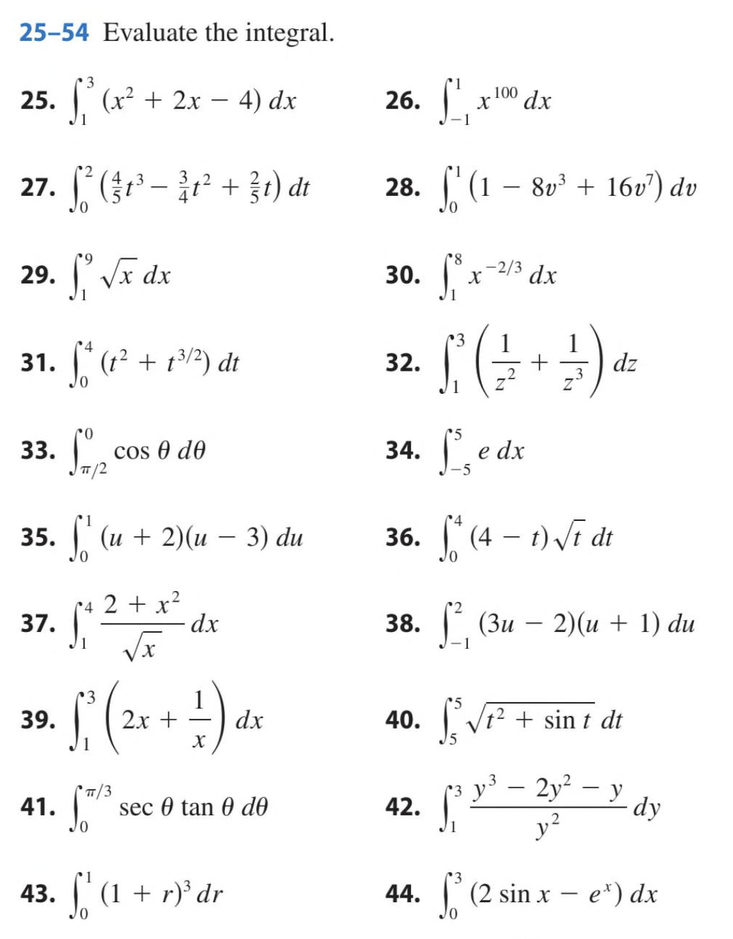 Solved 25-54 Evaluate the integral. 25. \\( | Chegg.com