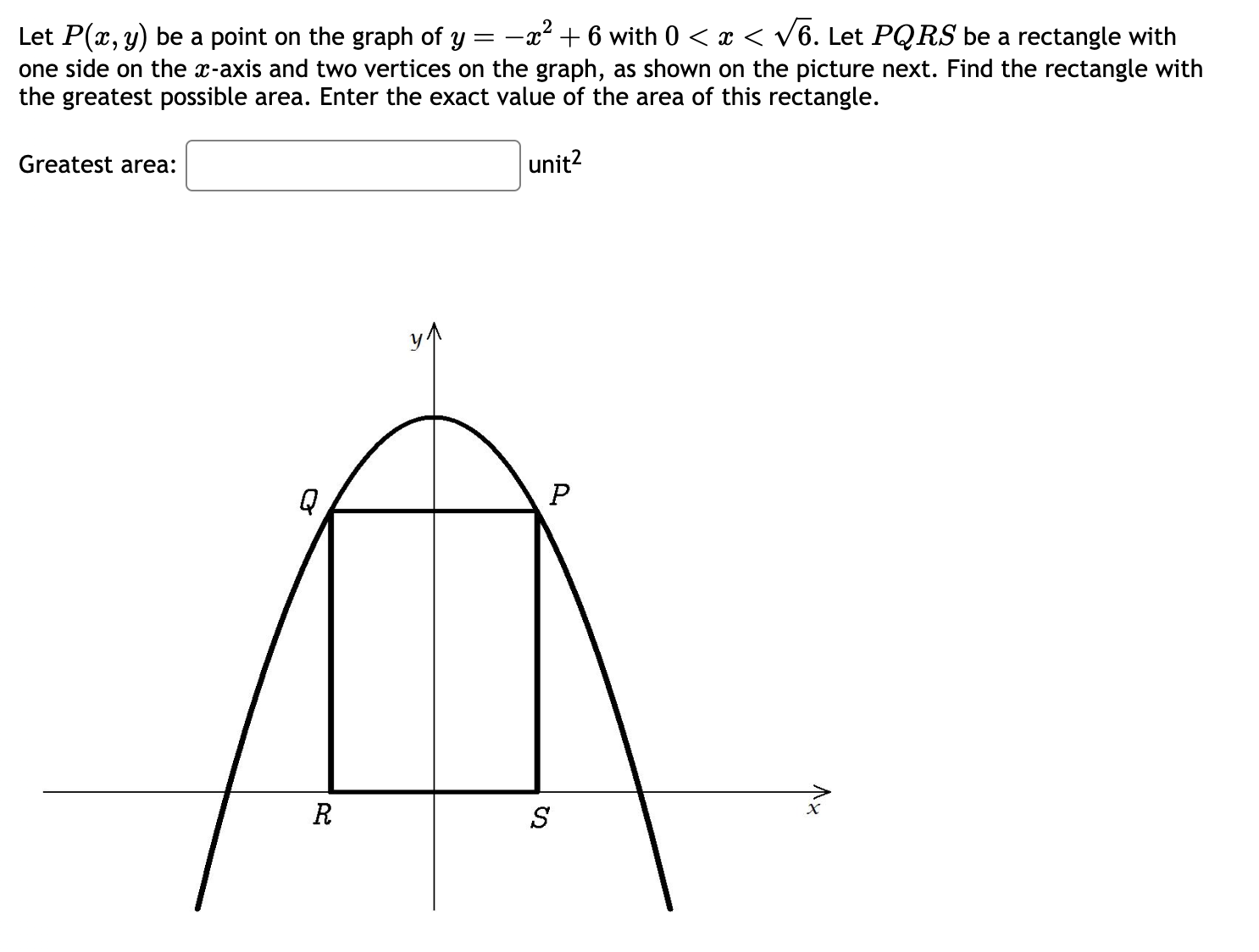 Solved Let P X Y Be A Point On The Graph Of Y −x2 6 With 0