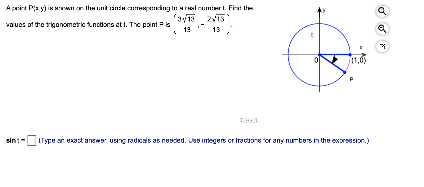 Solved A point P(x,y) is shown on the unit circle | Chegg.com