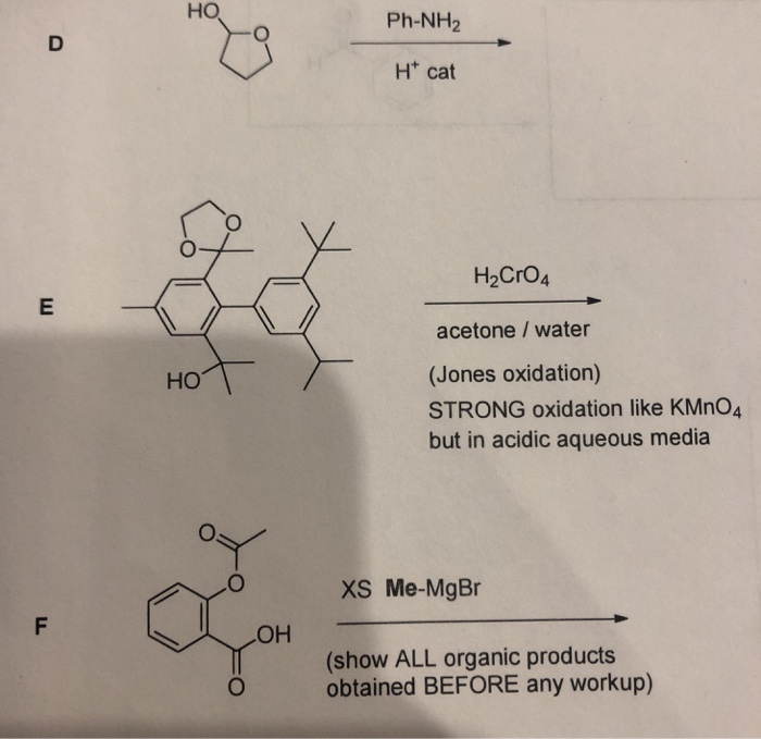 Solved но PhNH2 Ht cat H2CrO4 acetone / water (Jones