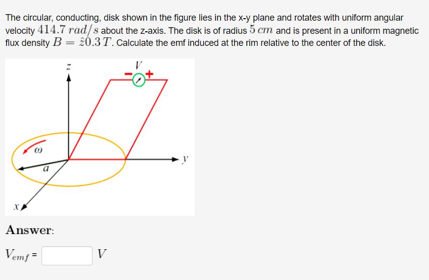 Solved The Circular Conducting Disk Shown In The Figure Chegg Com