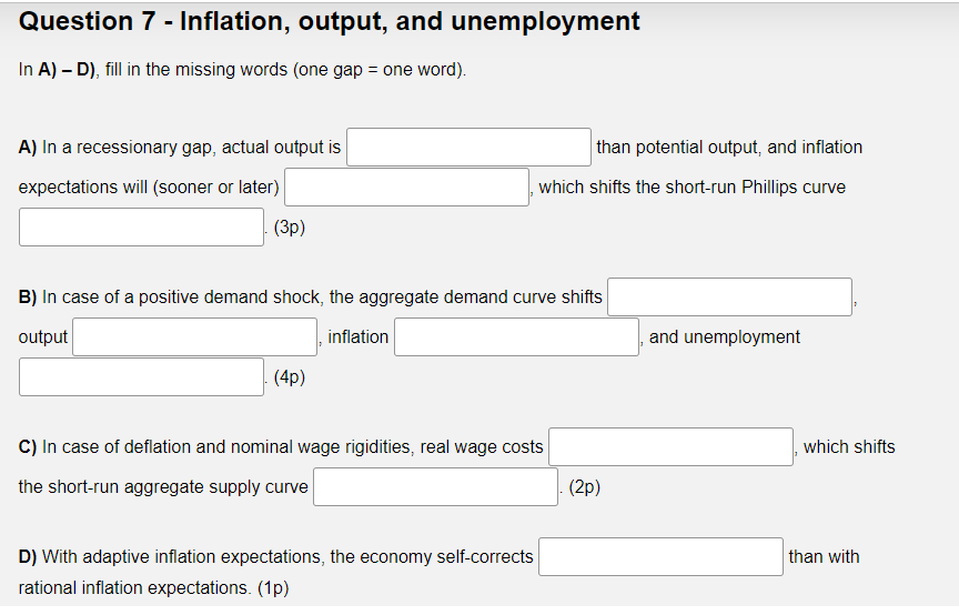 Solved Question 7 - Inflation, Output, And Unemployment In | Chegg.com