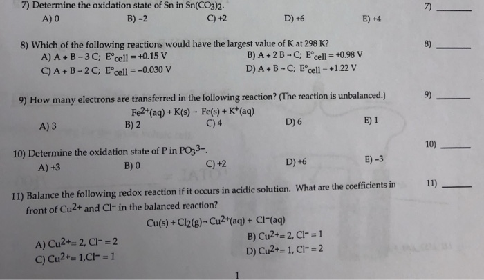 Solved 7) Determine the oxidation state of Sn in Sn(CO3)2 7) | Chegg.com