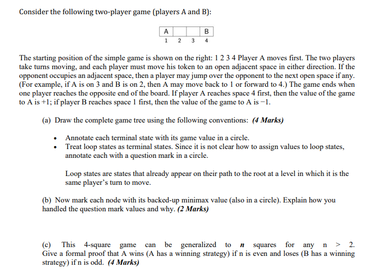 Solved Consider The Following Two-player Game (players A And | Chegg.com