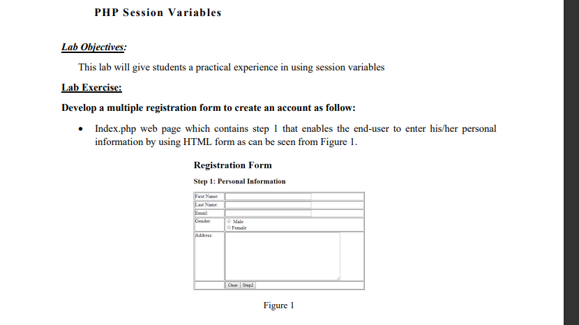 Solved PHP Session Variables Lab Objectives: This lab will | Chegg.com