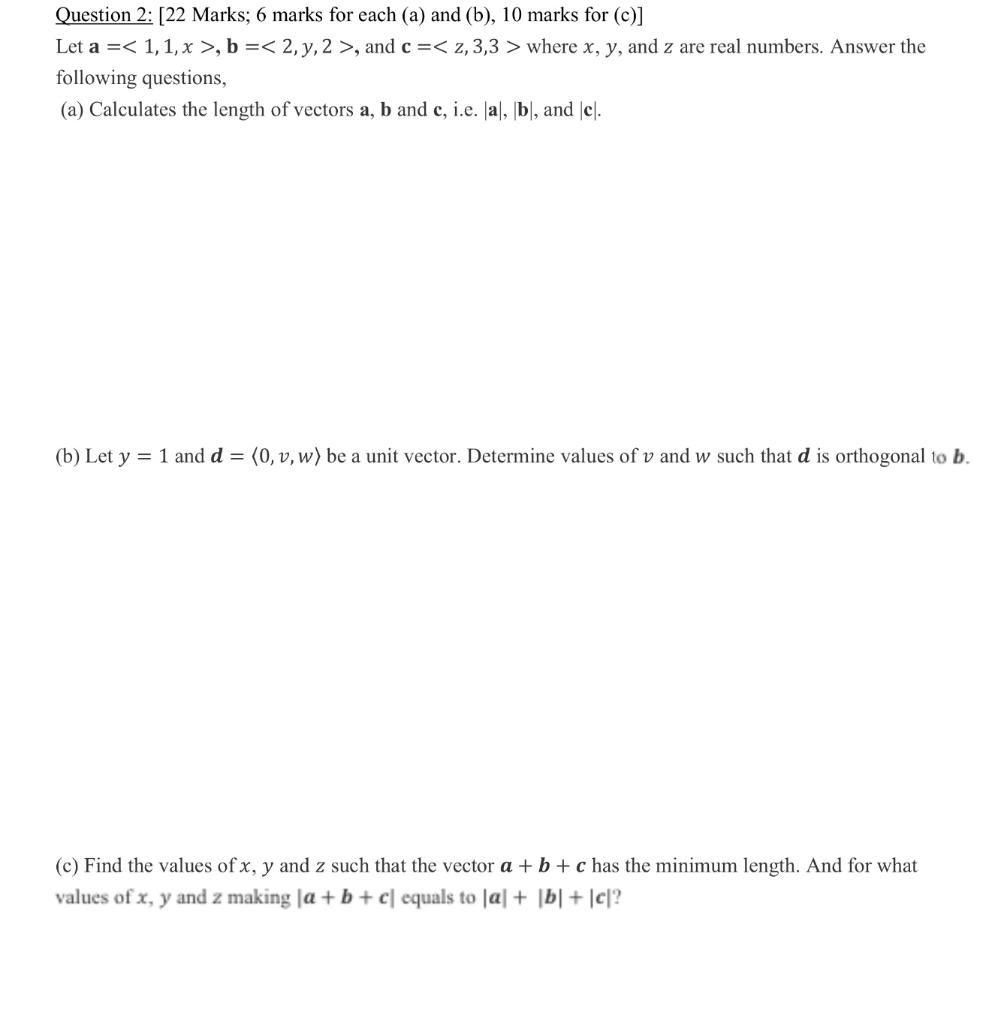 Solved Question 2: [22 Marks; 6 marks for each (a) and (b), | Chegg.com