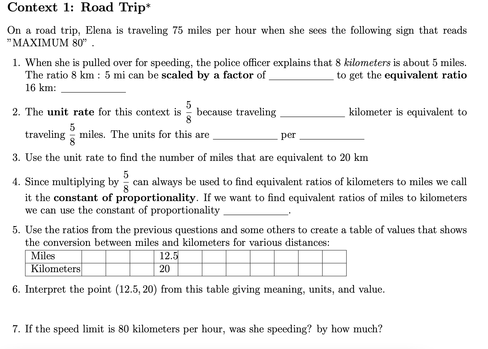 12.5 miles per shop hour in km