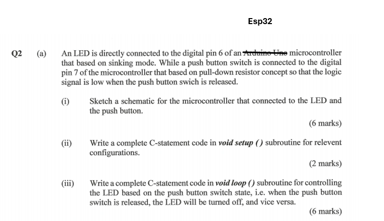 Q2 (a) ﻿An LED is directly connected to the digital | Chegg.com