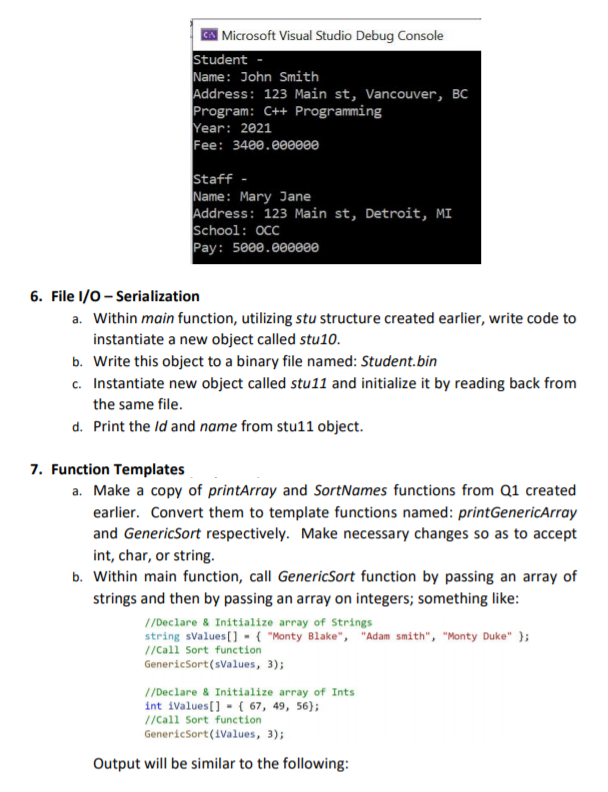 Solved 1. Sorting an Array of Strings a. Create a function | Chegg.com