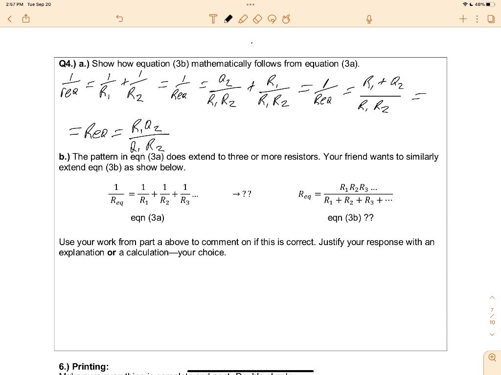 [Solved]: Q4.) a.) Show how equation (3b) mathematically f