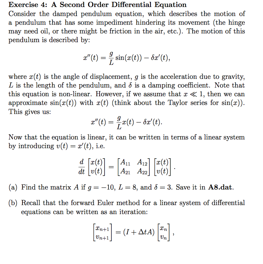 Exercise 4: A Second Order Differential Equation | Chegg.com