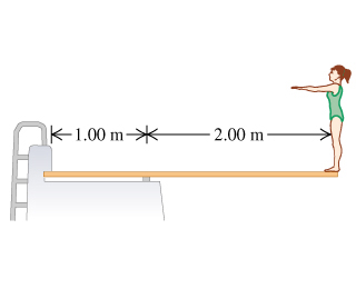 Solved A diving board of length 3.00 m is supported at a | Chegg.com