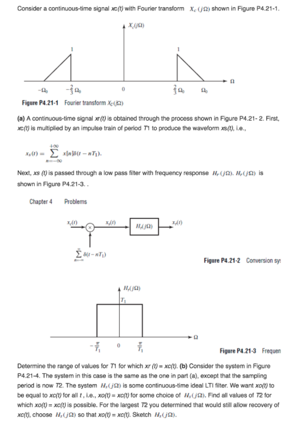 Solved Consider a continuous-time signal xc(t) with Fourier | Chegg.com