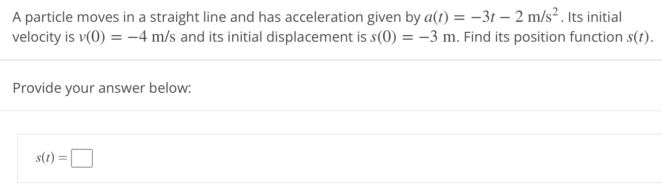 Solved = A particle moves in a straight line and has | Chegg.com ...