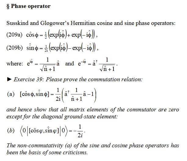 Solved Phase Operator Susskind And Glogower S Hermitian Chegg Com