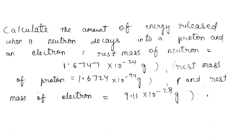 calculate rest mass energy of neutron