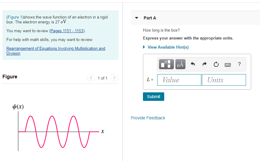 Solved Figure 1)shows the wave function of an electron in a | Chegg.com