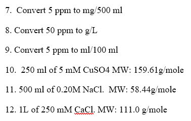 7 Convert 5 Ppm To Mg 500 Ml 8 Convert 50 Ppm To Chegg Com