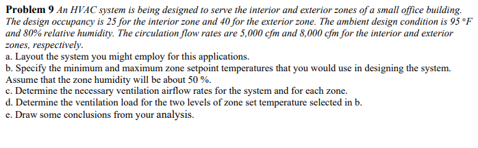 Solved Problem 9 An HVAC system is being designed to serve | Chegg.com