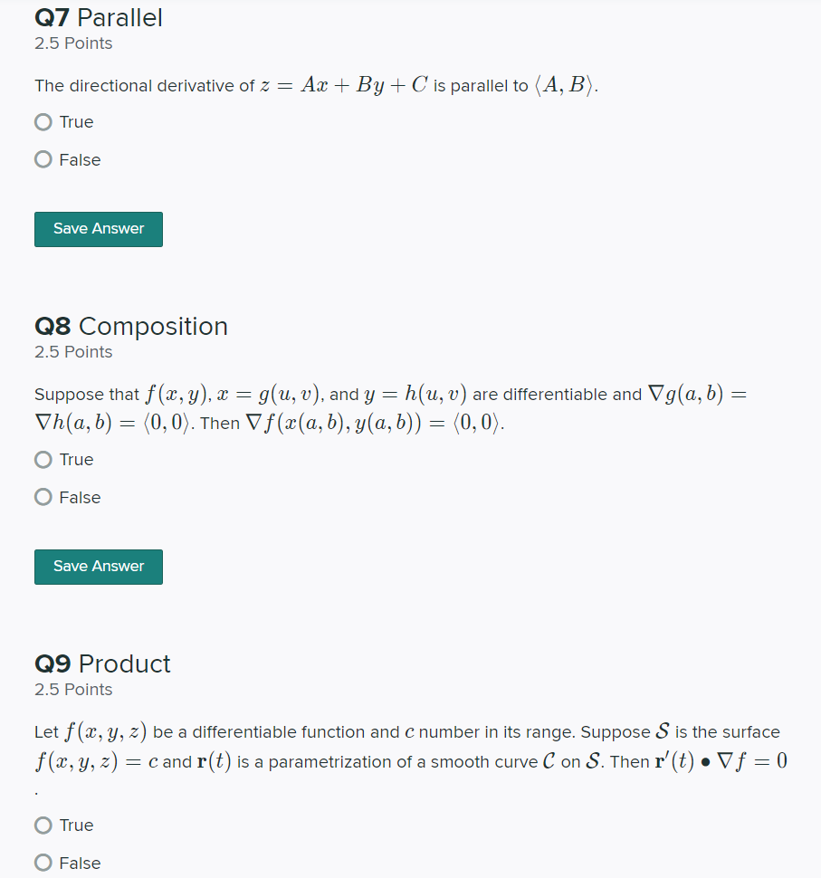 Q7 Parallel 2 5 Points The Directional Derivative Chegg Com