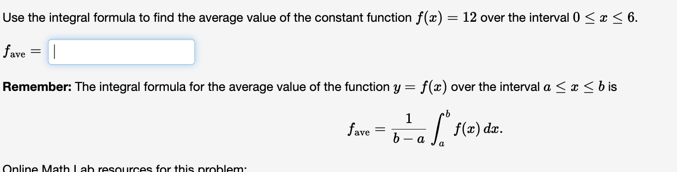 Solved Use the integral formula to find the average value of | Chegg.com