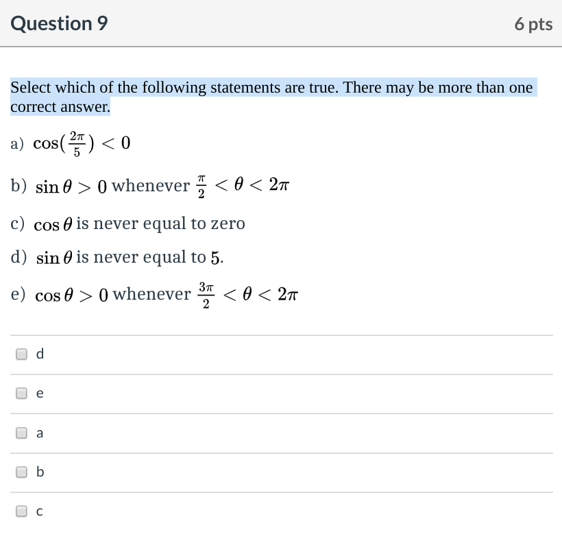 Solved Select Which Of The Following Statements Are True Chegg