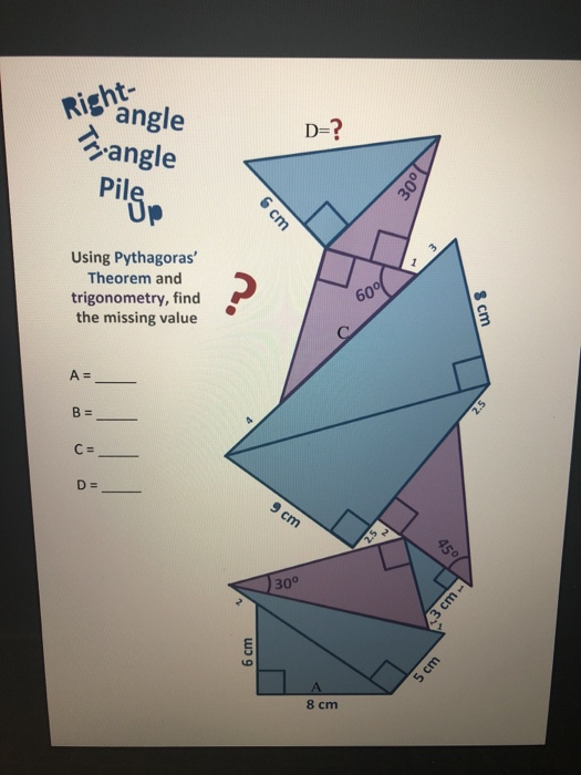 Solved ier angle D-? angle Pil Using Pythagoras' Theorem and | Chegg.com